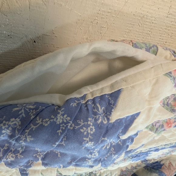 Vintage Quilted Floral Zip Jacket – Women's Large Blue White Pastel - Picture 8 of 11